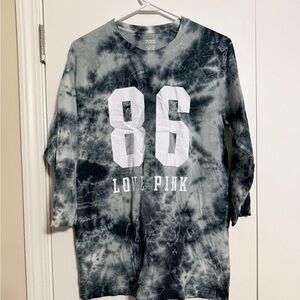 PINK Victoria's Secret Tie-Dye Long Sleeve Tee - Black and White
